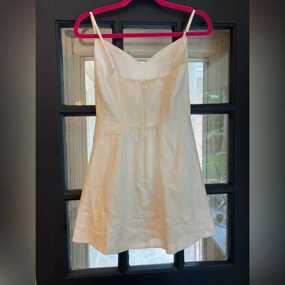 Reformation White Linen Mini Dress Size 4 - Picture 6 of 8